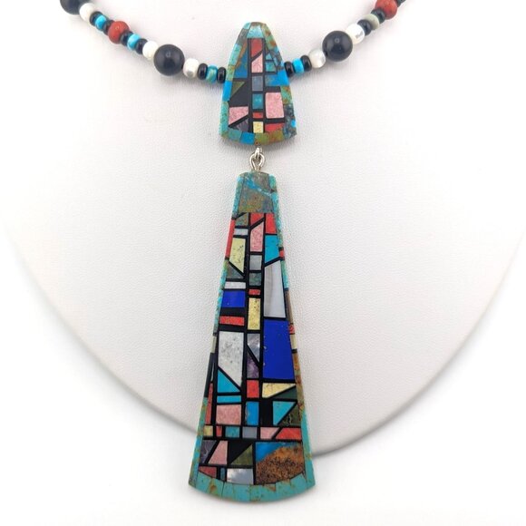 Genuine Handmade Native American Santo Domingo Kewa Necklace Signed Nieto *** - Picture 4 of 14